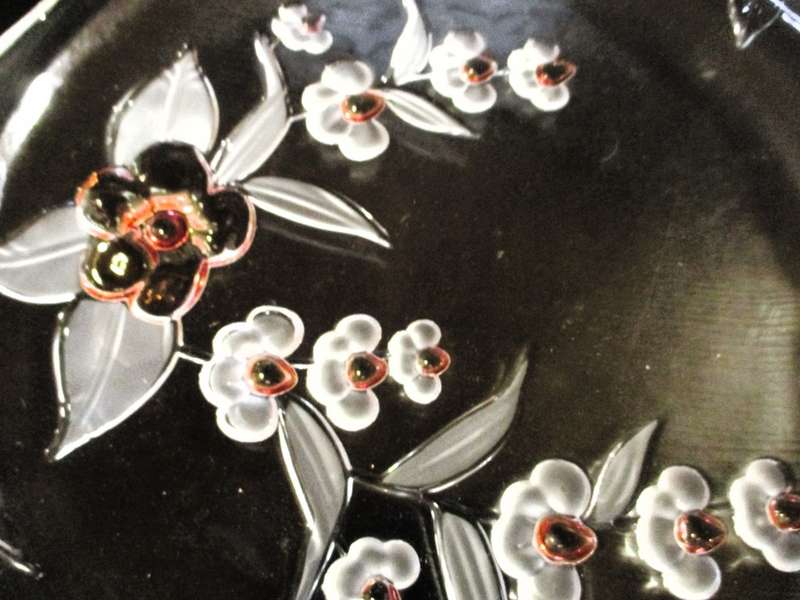 Walther Glass - Toskana Studio Blossom Time Pattern Crystal Platter - Germany.  In Box. 32cm