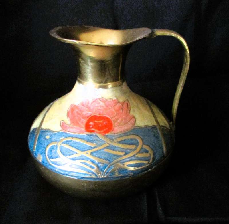 Vintage Brass Cloisonne Pitcher. 110mm high