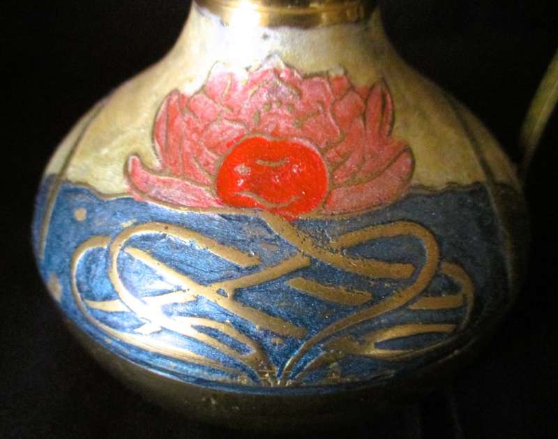 Vintage Brass Cloisonne Pitcher. 110mm high