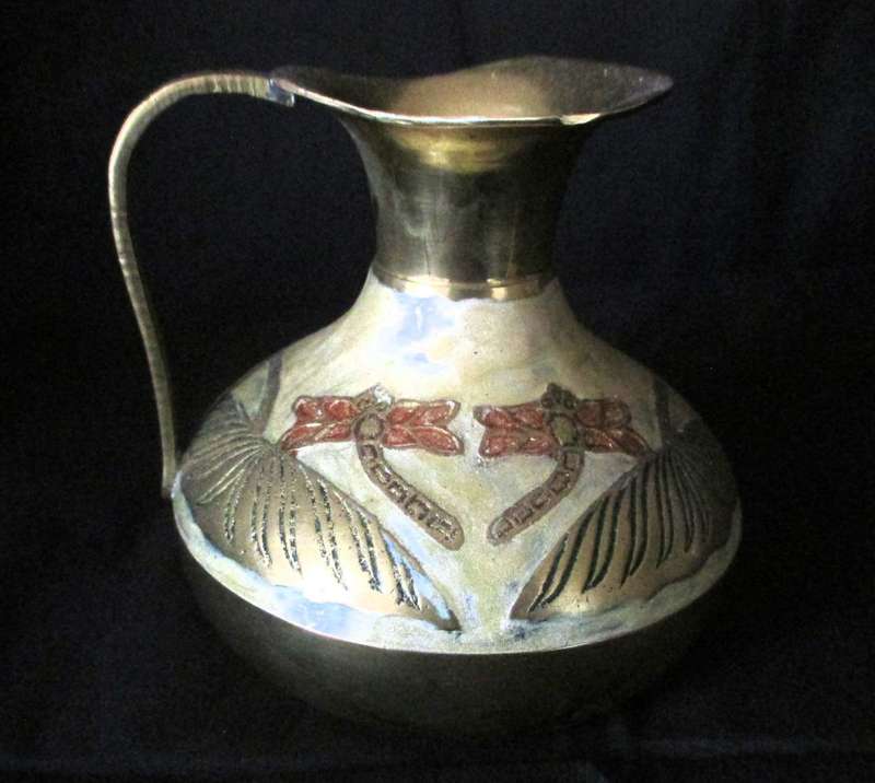 Vintage Brass Cloisonne Pitcher. 110mm high
