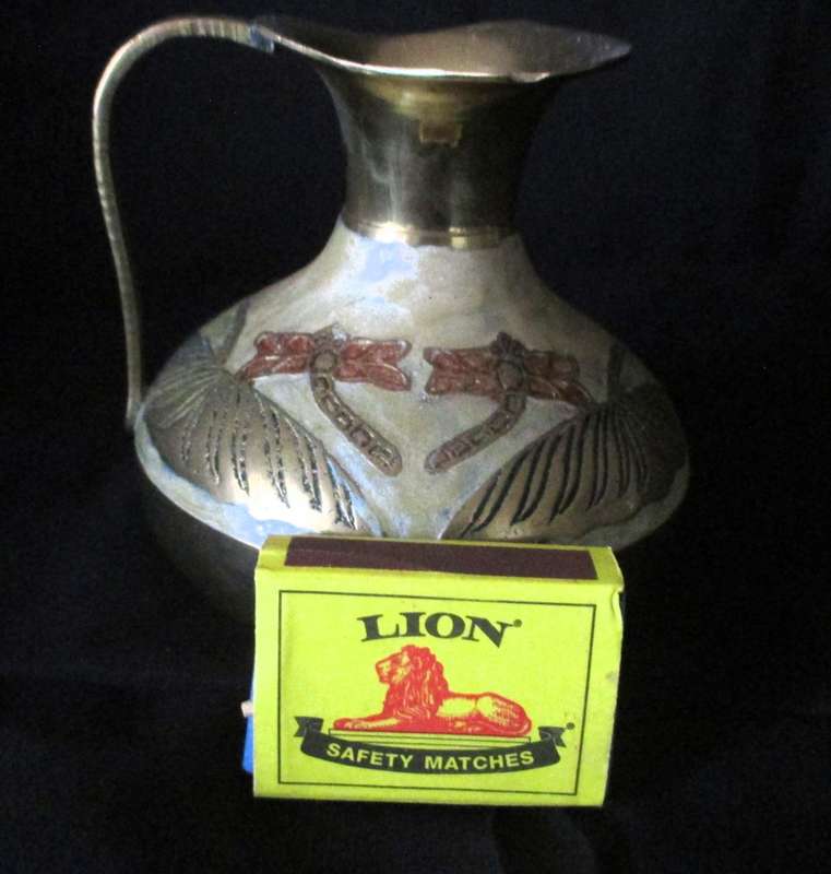 Vintage Brass Cloisonne Pitcher. 110mm high