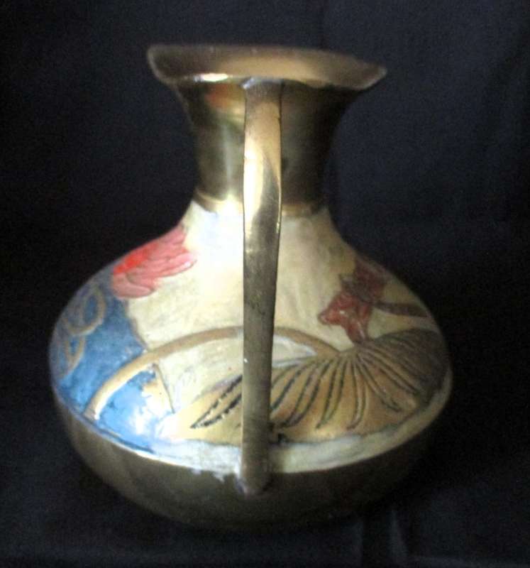 Vintage Brass Cloisonne Pitcher. 110mm high