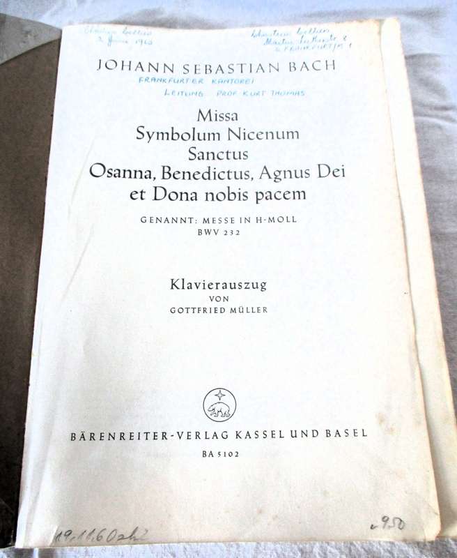 Messe in h-moll, BWV 248, Klavierauszug BACH, Johann Sebastian Published 1955.p240