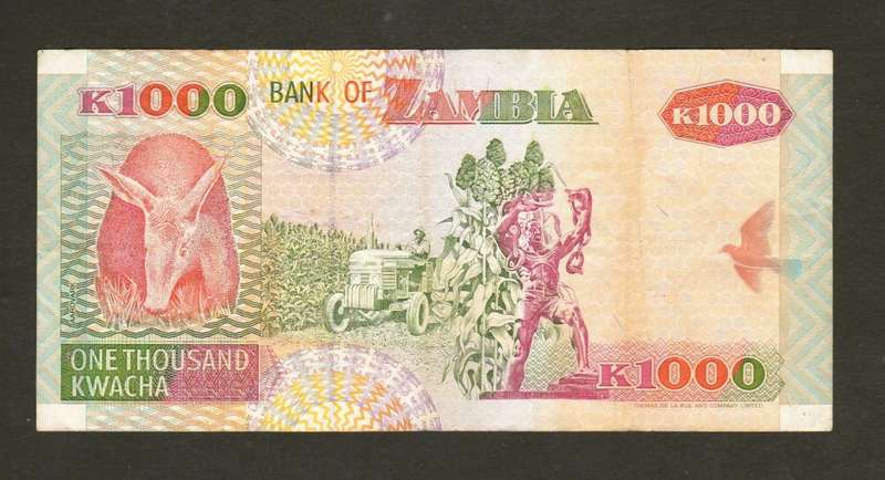 Zambia 1000 Kwacha 1992 Banknote.