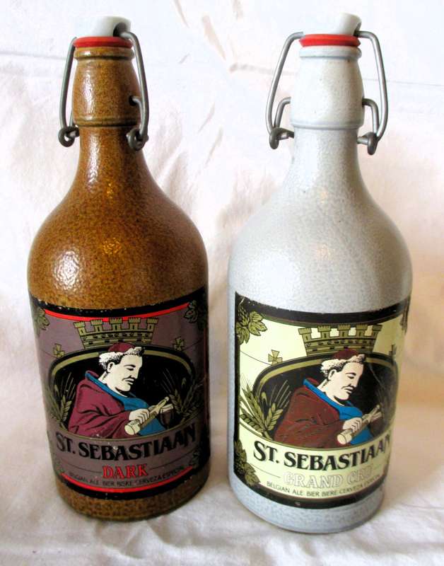 Vintage Ceramic St. Sebastiaan Belgian Tripel style beer brewed by Brouwerij Sterkens. As per photo.