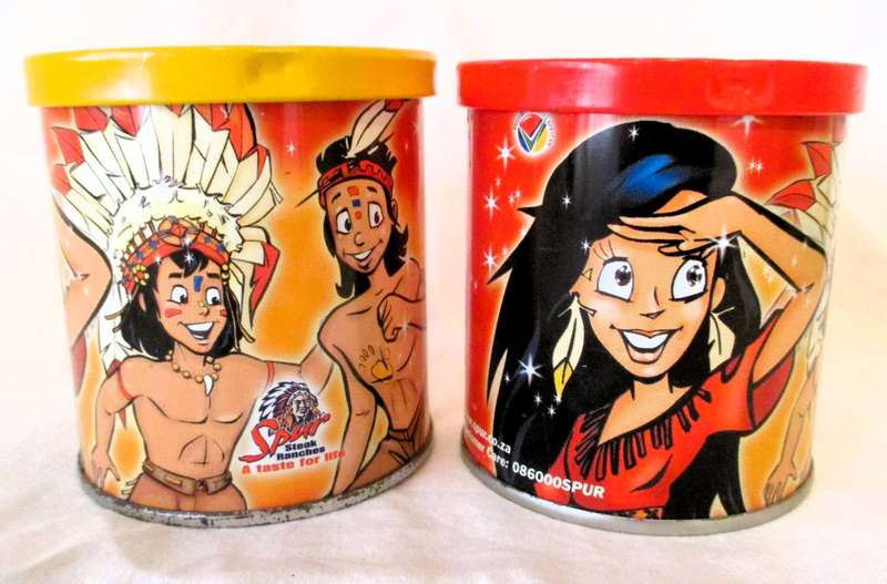SALE R25 -Vintage Collectable Round SPUR money tins, with lids. 80mm high.