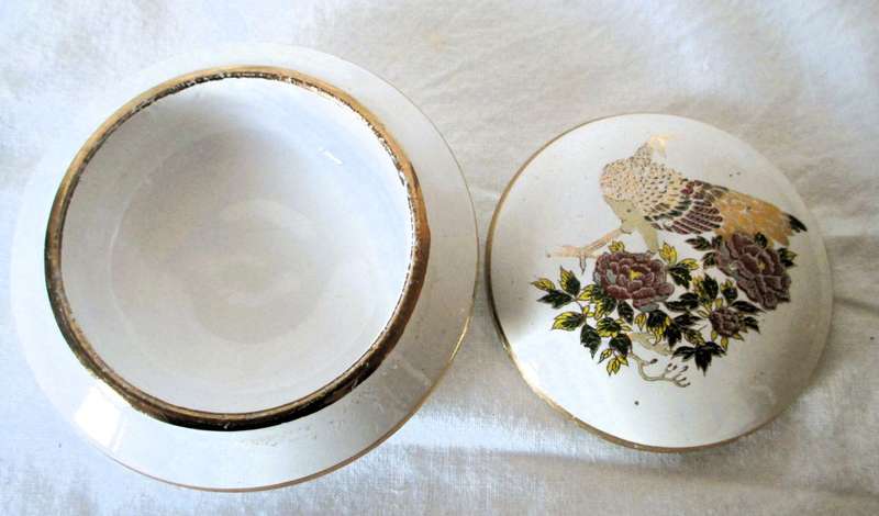 Feax Ceramics Hand Made In Corfu Greece Bros Provatas 24k Gold Decorated Trinket 85mm diameter.