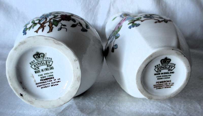 2x Aynsley PEMBROKE Floral Pattern Vase Made in England   16 and 14cm high. Spotless