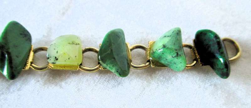 Vintage Green Jade?? Raw Bracelet with sturdy clip. 180mm long.