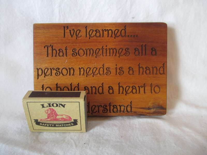 SALE R25 - Solid Wood Burning Quote for wall hinging.  140x95 mm