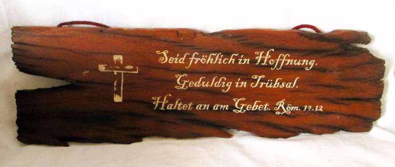 SALE R25 - Solid Wood Burning Bible Verse in German for wall hinging.  440x140 mm