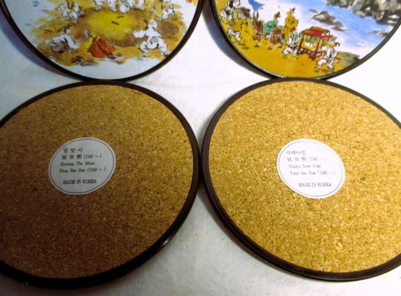 6 VINTAGE COASTERS KOREAN LIFE SCENES ARTIST YEON SEE HEE ENGLISH & KOREAN