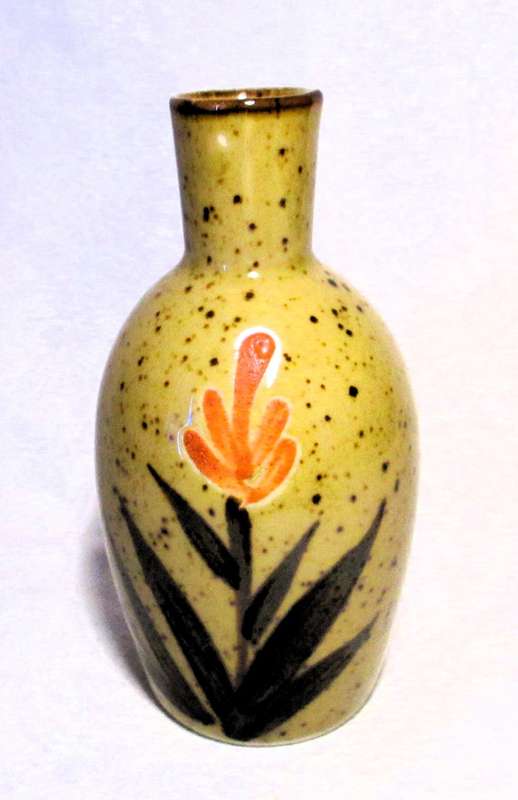 Palcon Handcrafted Stoneware Small Vase - Folkart Range - Flower Detail 120mm high.