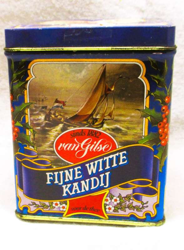 Since 1882 van Gilse FIJNE WITTE KANDIJ Tin with original candy. Collectable. 95x75x75mm. Not edible