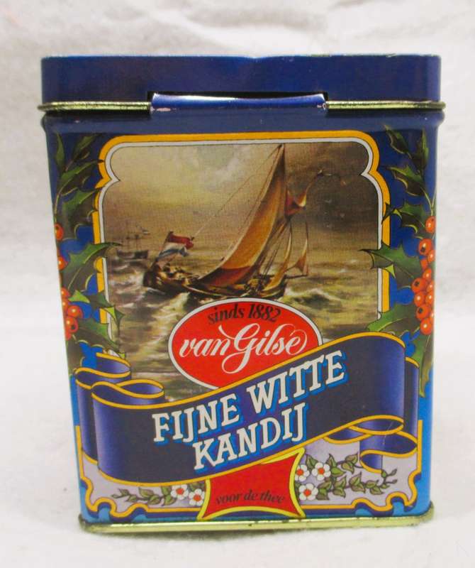 Since 1882 van Gilse FIJNE WITTE KANDIJ Tin with original candy. Collectable. 95x75x75mm. Not edible