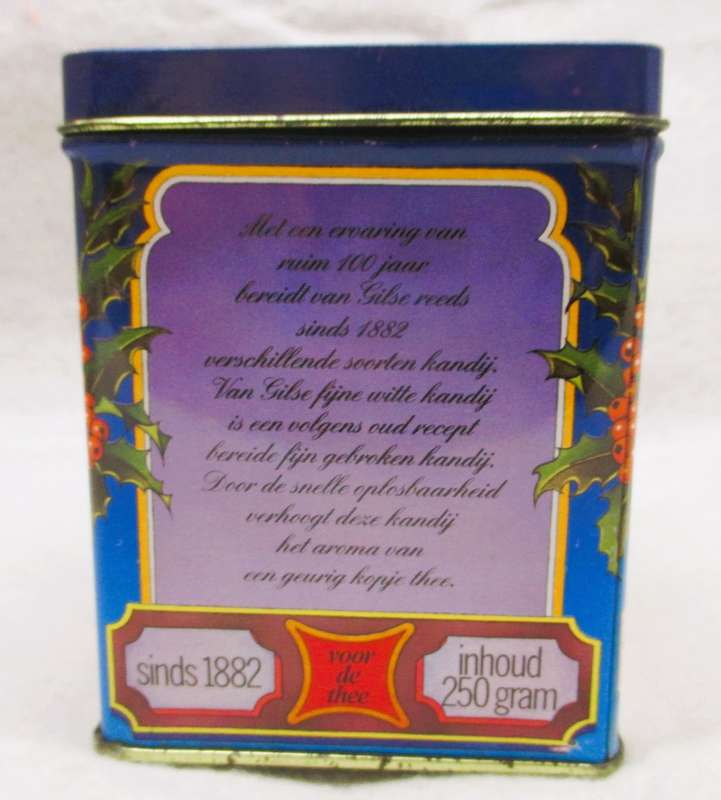 Since 1882 van Gilse FIJNE WITTE KANDIJ Tin with original candy. Collectable. 95x75x75mm. Not edible