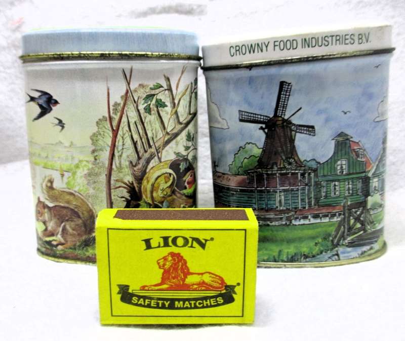 Vintage Two Dutch Collectable Tins. One with original sealed candy and with Tea. Dont consume. 100mm