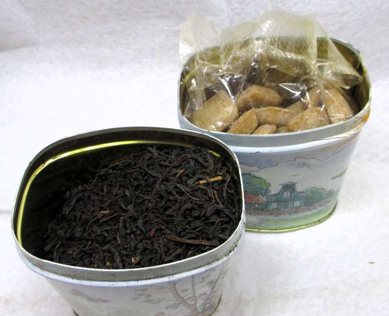 Vintage Two Dutch Collectable Tins. One with original sealed candy and with Tea. Dont consume. 100mm