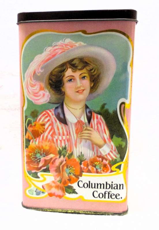 VINTAGE Beautiful Columbian Coffee tin 17 x 9 cm Collector Rare Rare 80s