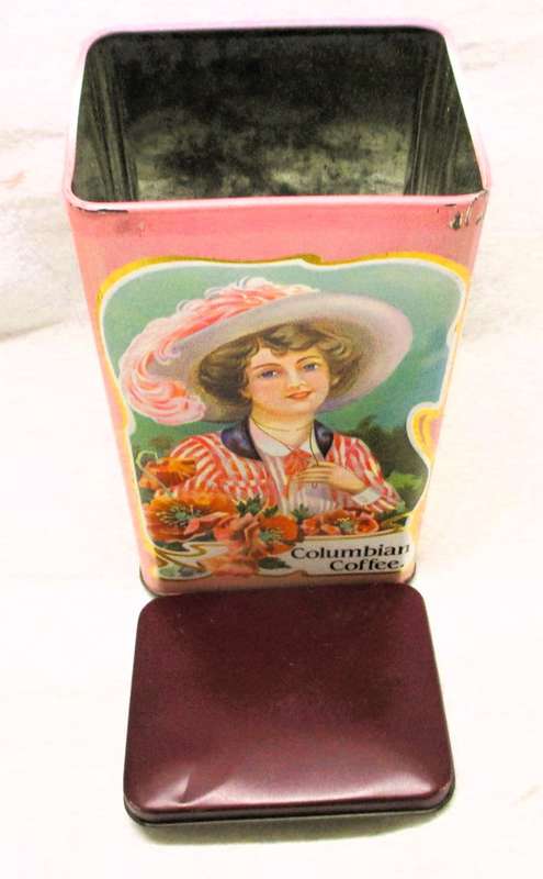 VINTAGE Beautiful Columbian Coffee tin 17 x 9 cm Collector Rare Rare 80s