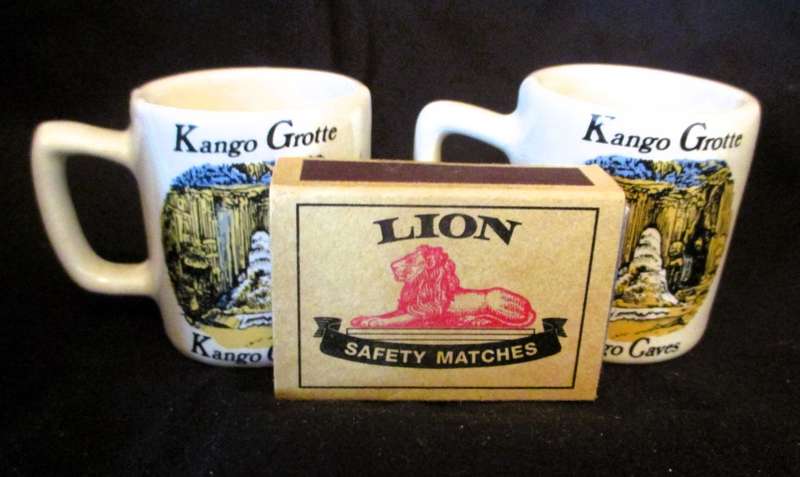SALE R25 -TWo Small Ceramic Kango Grotte Ceramic Beer tankards. 50mm high.