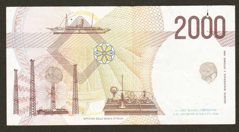 Italy 2000 Lire, 1990 Bank Note