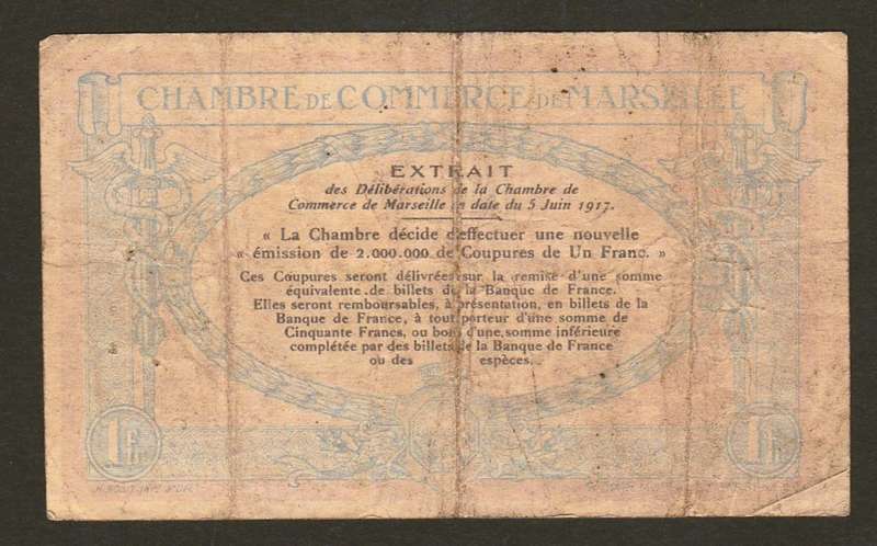 1 Franc FRANCE Marseille 1917  Bank Note