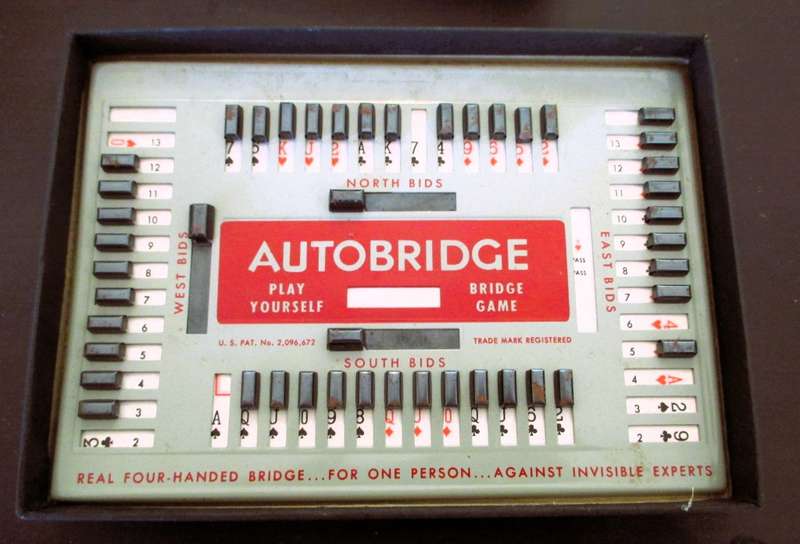 Vintage Complete 1950`s Autobridge Play-Yourself Card Game Set in box with cards and booklets.
