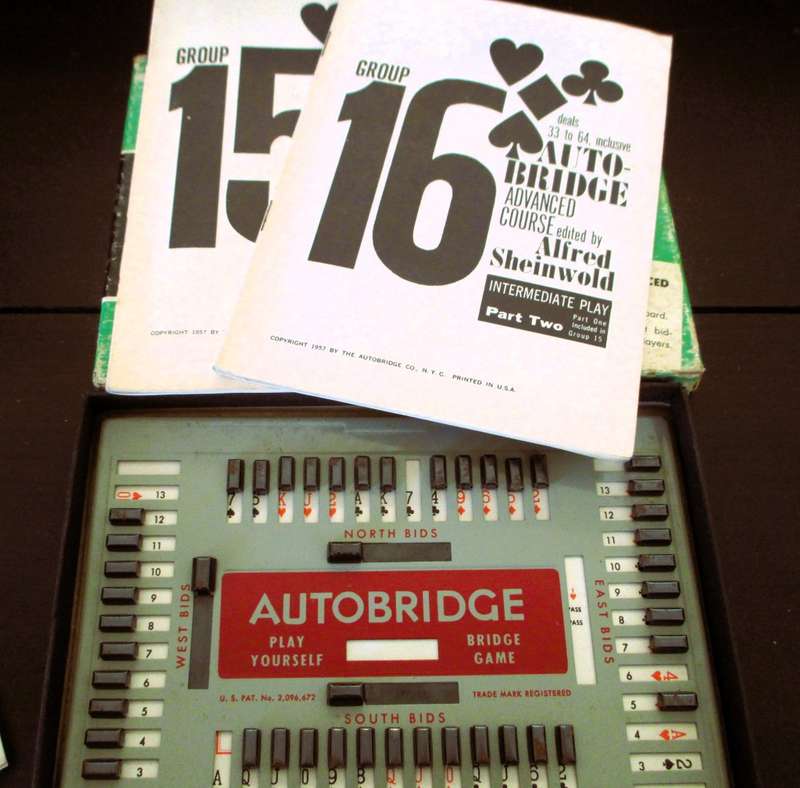 Vintage Complete 1950`s Autobridge Play-Yourself Card Game Set in box with cards and booklets.