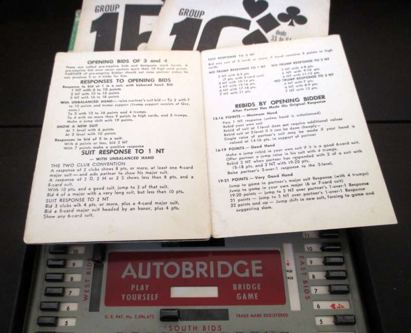 Vintage Complete 1950`s Autobridge Play-Yourself Card Game Set in box with cards and booklets.