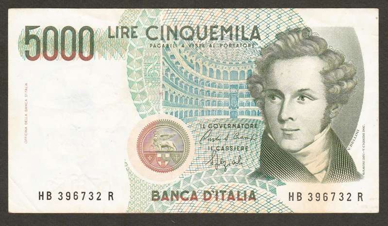 Italy, 5000 Lire, 1985 Bank Note.