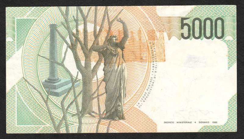 Italy, 5000 Lire, 1985 Bank Note.
