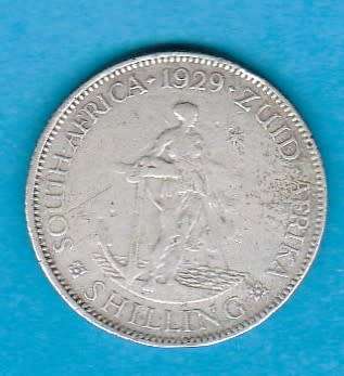 1929 Silver South Africa One Shilling.