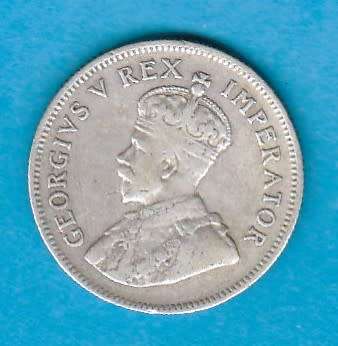 1929 Silver South Africa One Shilling.