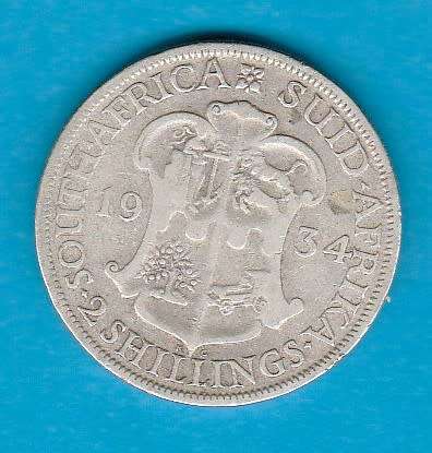 1934 South Africa Silver Two Shilling/ Florin. As per scan.