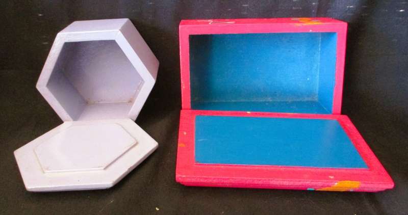 Two Wooden painted trinket boxes.