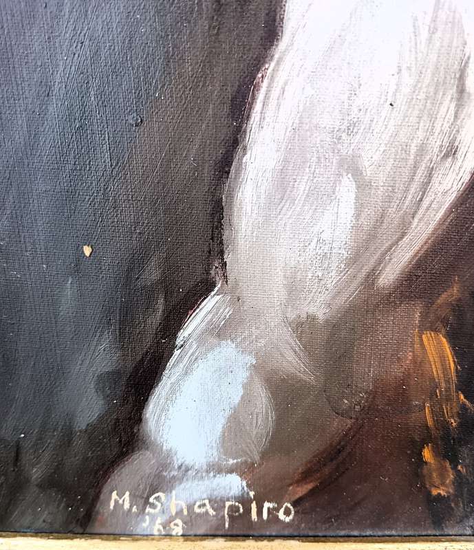 Vintage M Shapiro Jewish Rabbi oil painting- frame 50x60cm, painting 40x50cm. As per photo