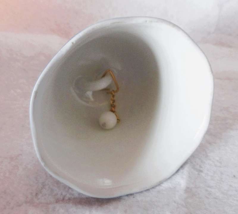 Vintage Asian Cobalt China or Porcelain Bell w/White Flower & Gold Decoration, Japan 130mm high
