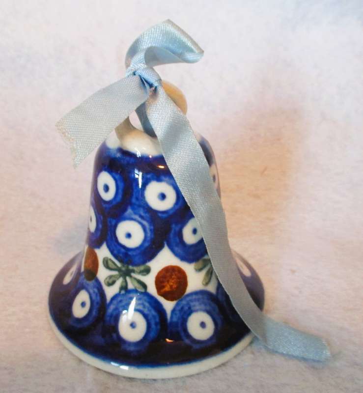 Vintage Lovely Polish Ceramic decorated Bell. 70mm. precious item.