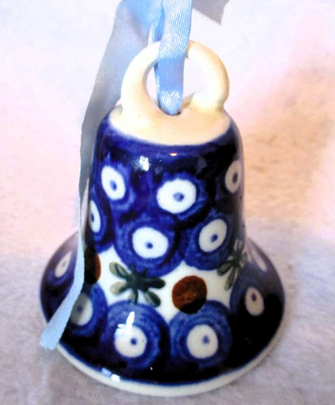 Vintage Lovely Polish Ceramic decorated Bell. 70mm. precious item.