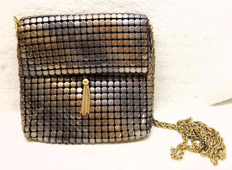 Vintage Metal color Mesh Art Deco Mini Evening Clutch Shoulder Bag. 140x140mm Spotless