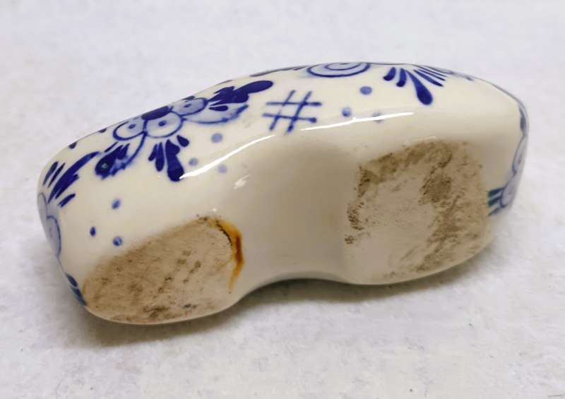 Vintage Delft Blue Hand Painted Ceramic Shoe Clog Ashtray, Windmill Pattern 10cm long
