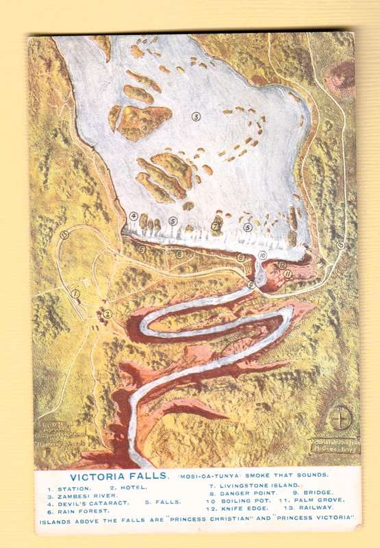 Vintage Postcard. Victoria Falls.