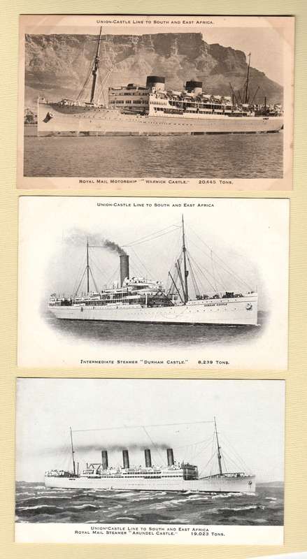 Vintage Postcard. 1930`s Union Castle Line, South Africa and East Africa. Arundel, Durham, Warwick