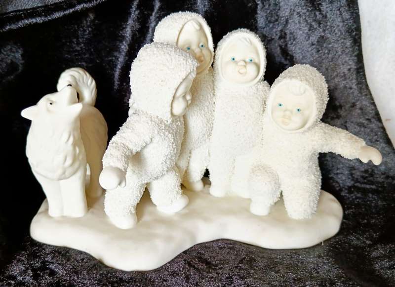 Department 56 Snowbabies Five Part Harmony Snowbabies and Dog Singing