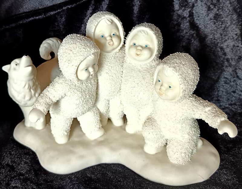 Department 56 Snowbabies Five Part Harmony Snowbabies and Dog Singing