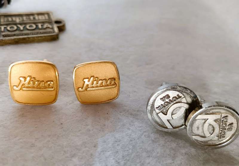 Lot of Vintage Toyota cuff links and other memorabilia. As per photo.