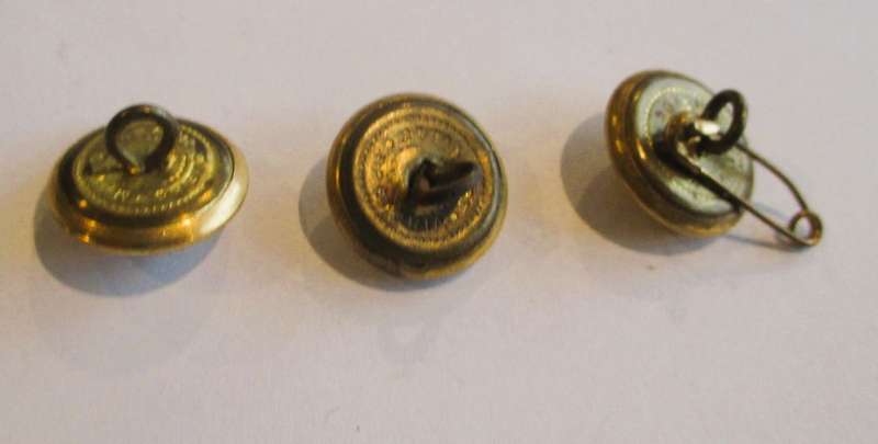 3 x South African Infantry Springbok 16mm Gilt Buttons by Metal Art Pretoria