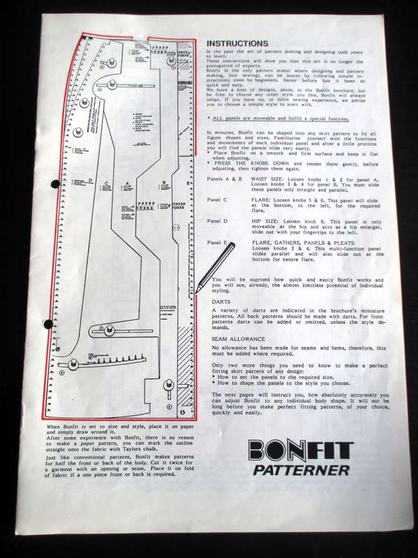Vintage BONFIT Patterner, make 40 different designs of Skirts. Pattern with booklet, original box.