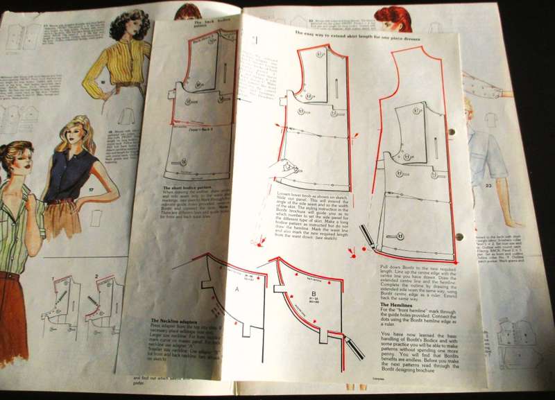 Vintage BONFIT Patterner, 45 different designs tops, dresses. Pattern with booklet, original box.